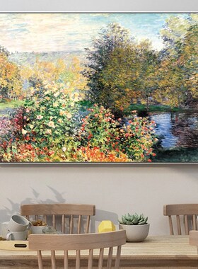 莫奈世界名油画复古简美欧式印象派风景客厅餐厅玄关壁炉挂装饰