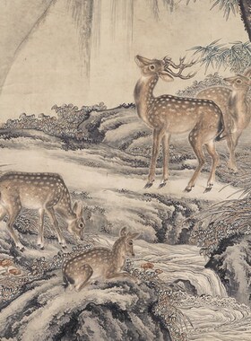 清 沈铨 九如图古代传世名画国画花鸟国高清艺术微喷卷轴装饰挂画