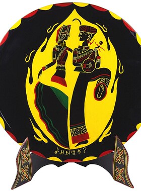 四川西昌凉山四川特产彝族漆器手工绘画人物画盘摆件饰品家俱文玩