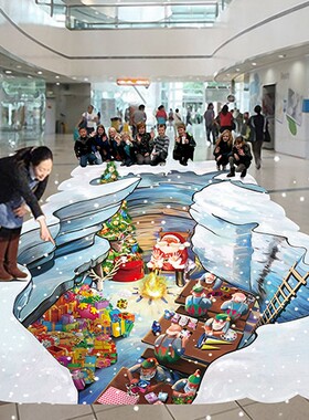 万圣节日3D立体墙贴画展装饰车展布置活动地板商场贴纸学校卡通