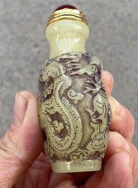 夜光龙凤工艺鼻烟壶手把件鼻烟粉空瓶怀旧装饰鼻烟瓶把玩摆件送礼