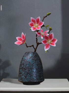 玉兰花瓶摆件客厅插花仿真花高档2024新款室内玄关假花摆设装饰品