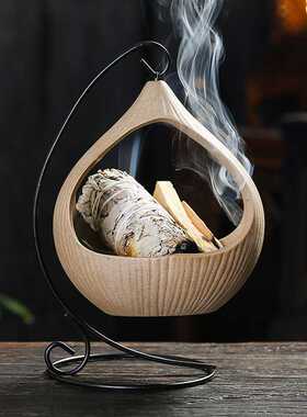 秘鲁圣木 palo santo holder鼠尾草燃烧托盘吊炉陶瓷香薰炉工艺品