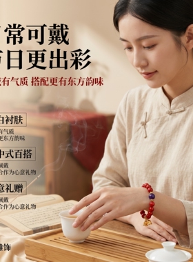福瑞堂铃铛朱砂手串2026新款本命年高级感佩戴手链女过节生日送礼
