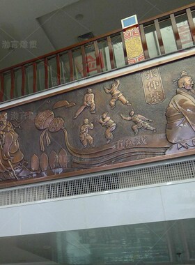 锻铜中医文化人物浮雕定制四大名医黄紫铜板壁画中医院背景墙摆件