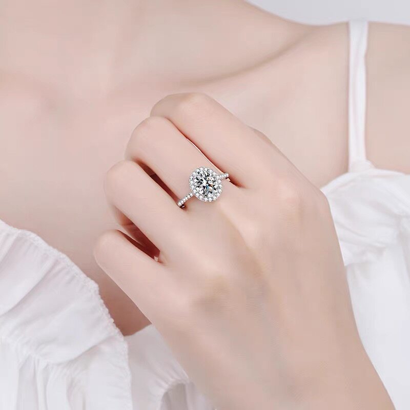 925 silver plated 18K gold moissanite pigeon egg ring