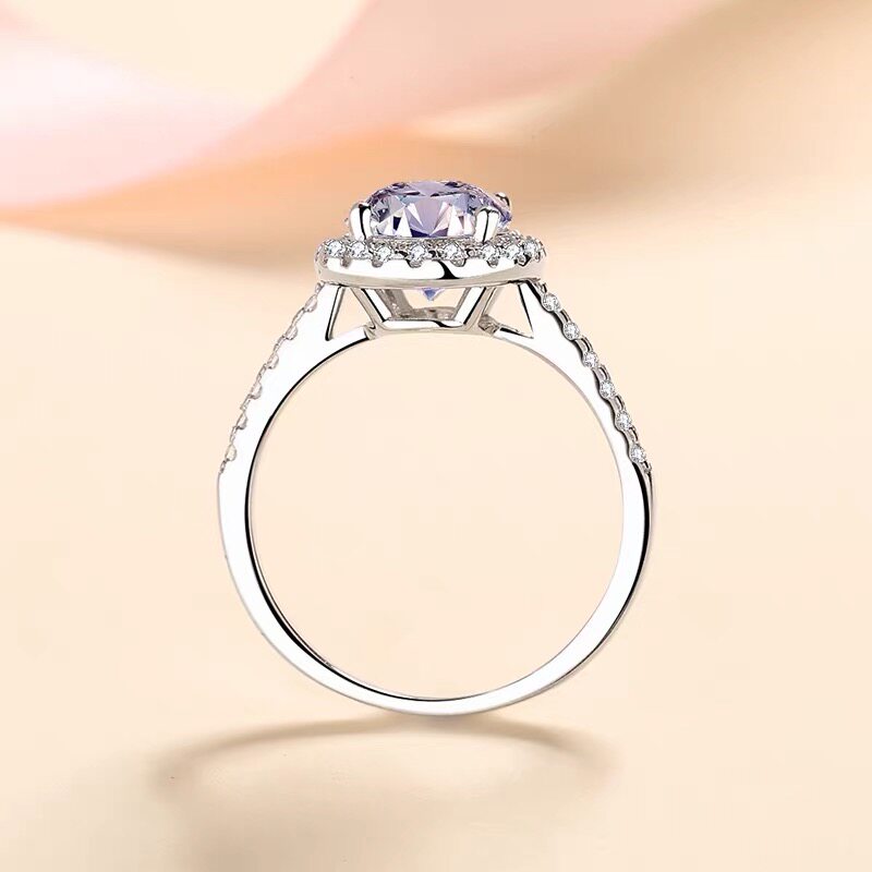 925 silver plated 18K gold moissanite pigeon egg ring