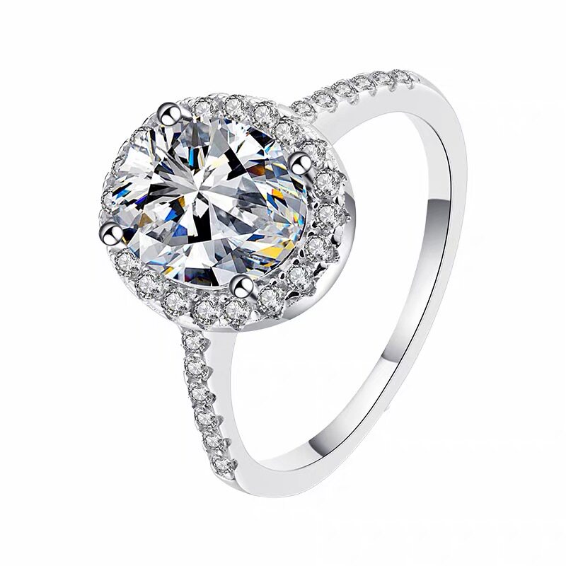 925 silver plated 18K gold moissanite pigeon egg ring