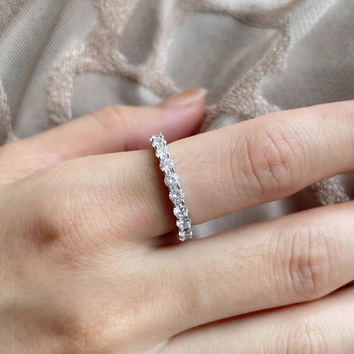 925 silver plated 18K gold full diamond wedding ring