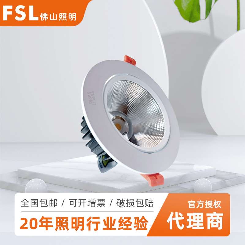 FSL Foshan Lighting Hill Spotlight Embedded Clothing Store Open Hole Downlight Ceiling Living Room LED Ceiling Light