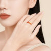 Chaohong Jihong gold agate and Tian jade solid gold ring