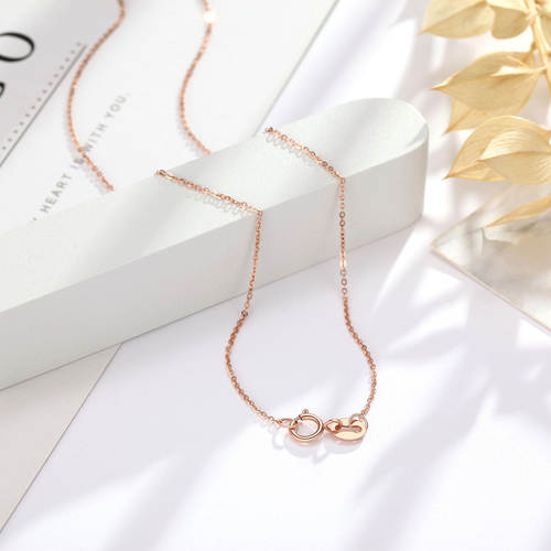 潮宏基18K金玫瑰金O字链项链简约肖邦链锁骨链素链百搭送礼L H - 图0