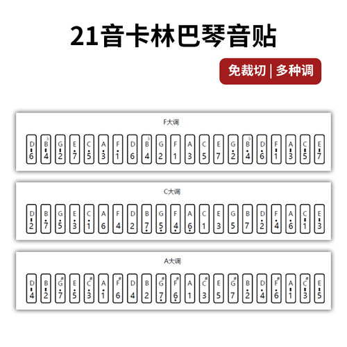 卡林巴琴拇指琴透明音贴21音初学者卡林巴琴键贴纸手指琴双层琴键 - 图0