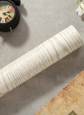白色木纹自粘墙贴 简约风格家具翻新防水防油仿木纹贴纸