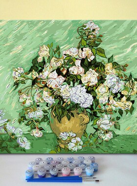 数字油画风景梵高名画diy手工填色颜料丙烯装饰画 星月夜丰收麦田