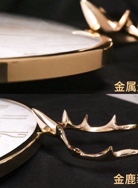 精梭轻奢福鹿装饰客厅挂钟带摇摆钟表新中式金属静音时钟挂墙家用
