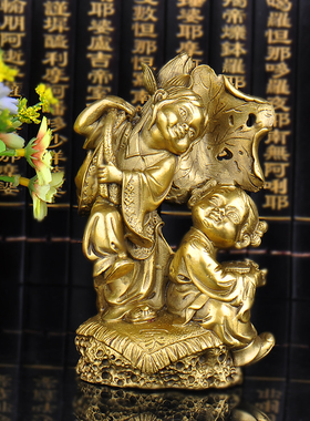 纯黄铜和合摆件结婚礼品装饰