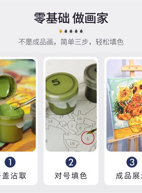 数字油画diy填色油彩画 卧室风景手工肌理画手绘涂色填充画 霞光