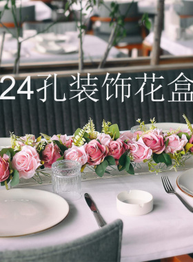 亚力克矩形花盒水培插花盒装饰盒桌面装饰花瓶餐厅餐桌透明花瓶