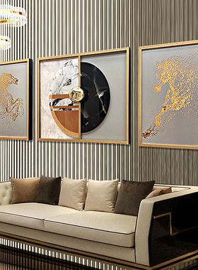 轻奢客厅装饰画现代沙发背景墙画立体抽象大气挂画餐厅橙色马壁画