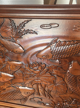 东阳木雕香樟木实木雕刻新中式横牌匾客厅沙发背景墙装饰挂画定制