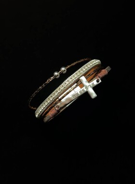 晓川star Vintage古著 Leather cross手环