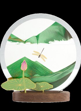 马鹿流沙画荷花古风新中式摆件桌面装饰小众礼物母亲节送妈妈老师