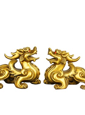 铜怪兽貔貅摆件铜金钱貔貅一对摆件单只公母工艺礼品摆件