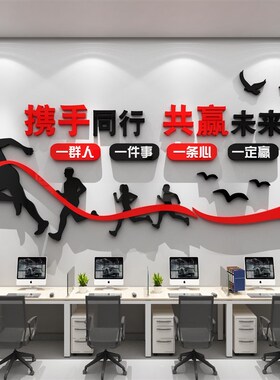 一群人一件事一条心励志墙面标语公司企业文化办公室装饰氛围布置