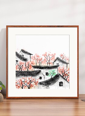 铝合金画框装裱实木38国字画书法砖石画正方形相框50定制框架挂墙