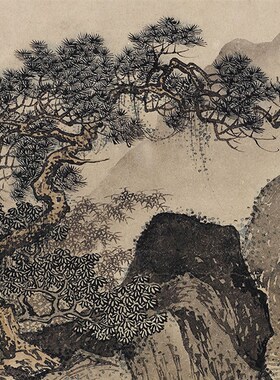 唐寅 梦仙草堂图 古代名画山水人物画横幅挂画装饰画彩色临摹底稿
