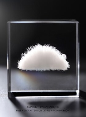 创意水晶云朵3d立方体桌面治愈小摆件  玻璃球办公室工位解压装饰