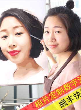 手工自绘数字油彩画diy定制减压涂色简单数字油画diy照片填色装饰