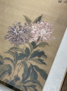 清 恽寿平 富贵牡丹图 清代名画 工笔牡丹图轴微喷装裱挂轴定制