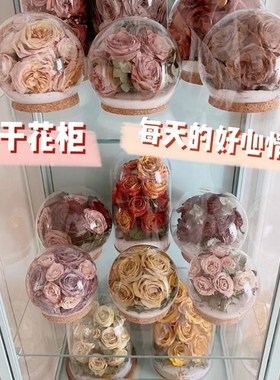 干花保存瓶软木塞收藏盒鲜景观展示摆件小王子玫瑰花束diy玻璃罩