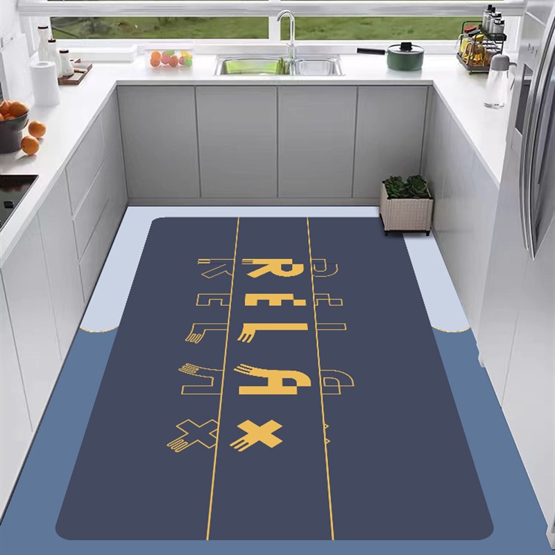Diatom mud household kitchen floor mat, non-slip, anti-oil, wipeable and wash-free carpet, new dirt-resistant and water-absorbent special thickened mat