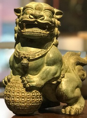 新中式创意木雕狮子摆件家居搭配装饰品酒柜客厅复古摆设手工艺品