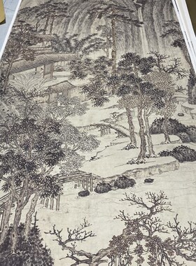明 沈周 瀼西草堂图 古代名家山水人物国画立轴 高清微喷复制装裱