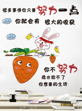 学习励志贴纸装饰教室墙面补习班墙贴布置学生卡通贴画自粘墙壁纸