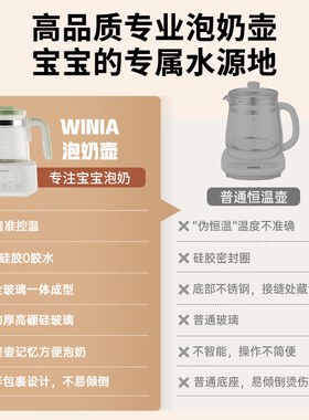 WINIA薇宁全玻璃恒温热水壶婴儿家用冲泡奶暖奶专用调奶器烧水壶