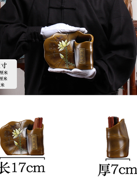荷叶笔筒教师节礼品生日礼物家居饰品商务创意陶瓷办公室桌面摆件