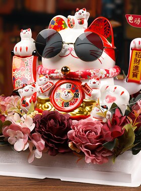 新店开业招财猫送贺礼电动手摇收银台大号发财猫摆件乔迁新居礼物