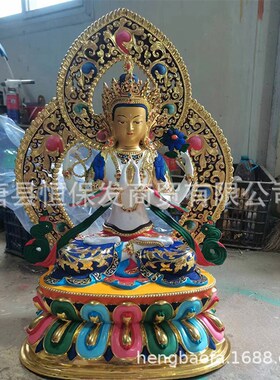 密宗藏佛莲花生大士黄财神五方财神四臂观音菩萨摆件1米1.5米2米