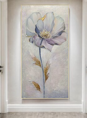 手绘油画花卉法式高端玄关装饰画轻奢高级感美式入户门正对墙挂画