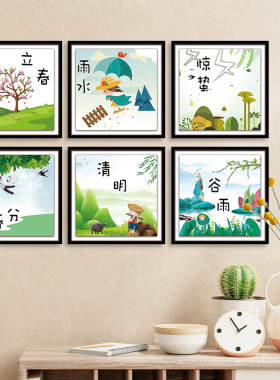 幼儿园24节气主题环创布置二十四节气墙贴中国风区角可爱卡通贴画