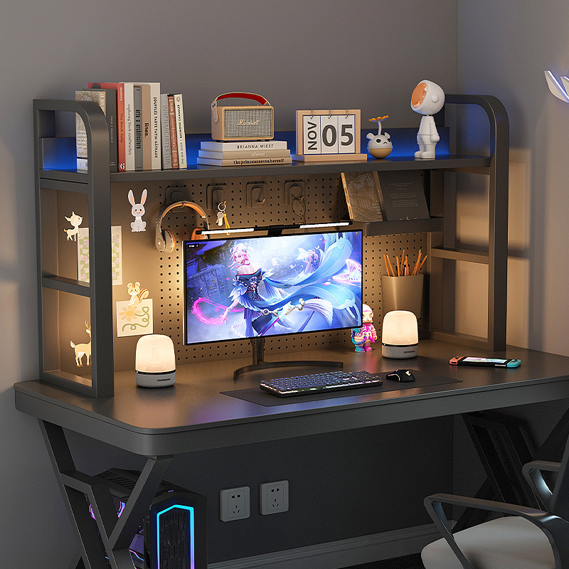 E-sports style computer desk organizer desktop storage rack desk storage rack student multi-layer bookshelf with hole board