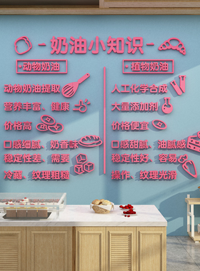 奶油小知识网红蛋糕店墙壁面装饰品摆件烘焙甜品玻璃门贴纸画布置