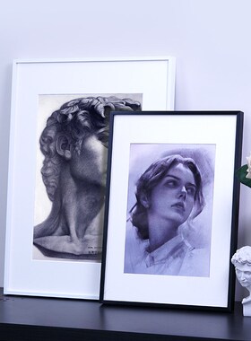 4K8开素描纸裱框铝合金画框美院学生水彩水粉画相框挂墙空白外框