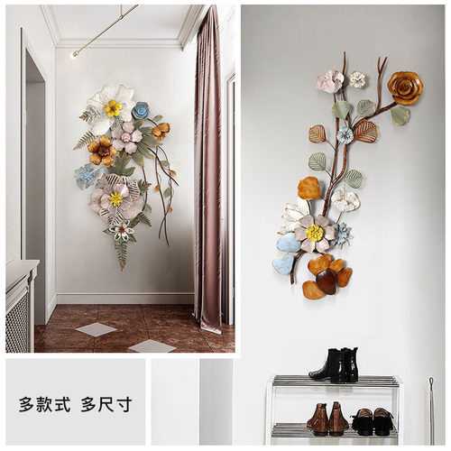 欧式复古玄关楼梯墙面装饰客厅背景墙壁餐厅走廊铁艺立体花朵挂件 - 图2