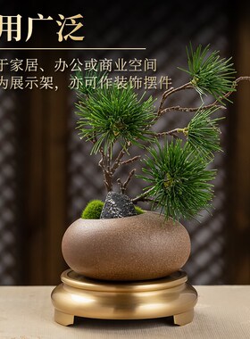 黄铜苏工三足底座花瓶聚宝盆香薰炉家居办公室内桌面摆件茶杯托盘